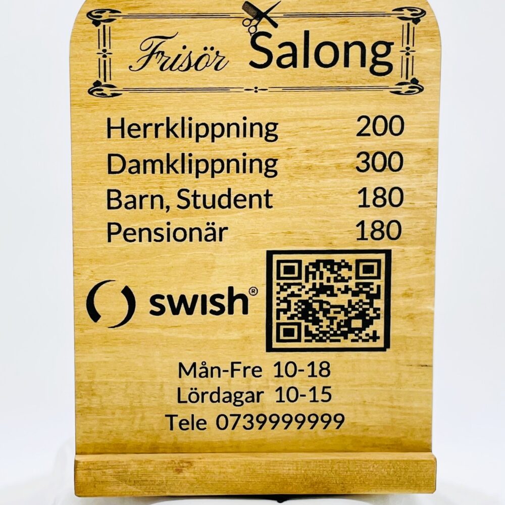skylt med fot 19x28 swish betalning