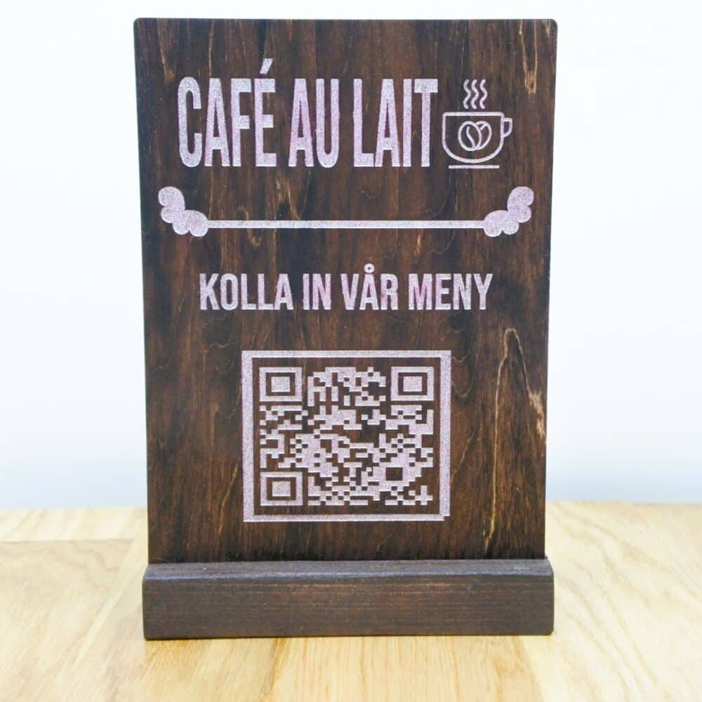 Skylt för café med QR-kod